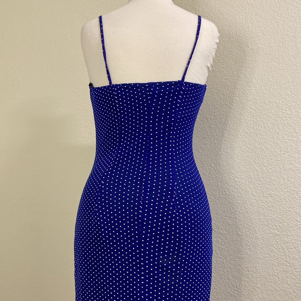 Rampage Vintage 90s Core Slip Dress In Blue Polka Dots - Picture 5 of 7
